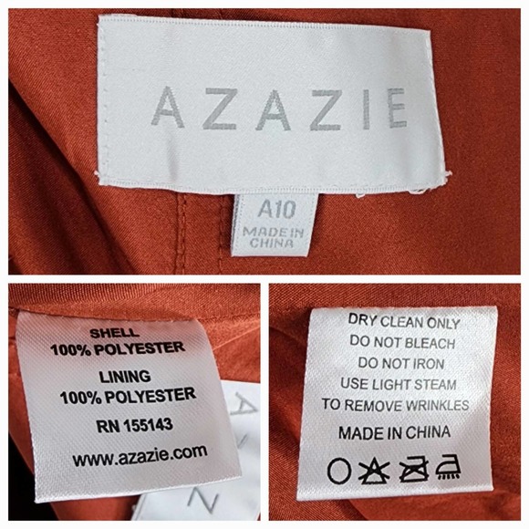 Azazie Halter Maxi Dress sz 10 Women Caramel Burnt Orange Front Slit Ruffle READ - Picture 10 of 12